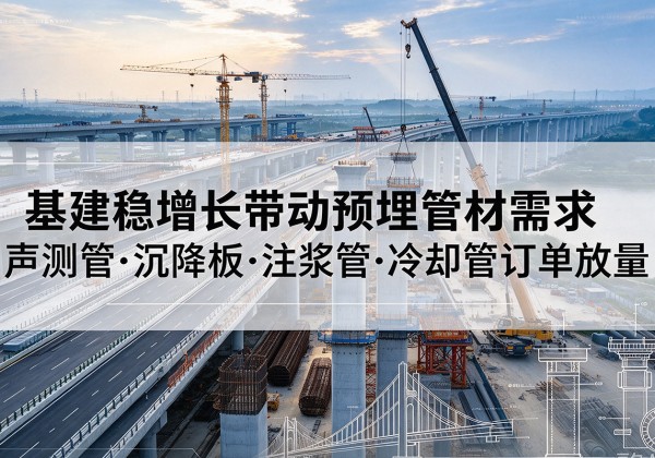 扬中基建稳增长带动预埋监测管材需求，声测管、沉降板、注浆管订单持续放量
